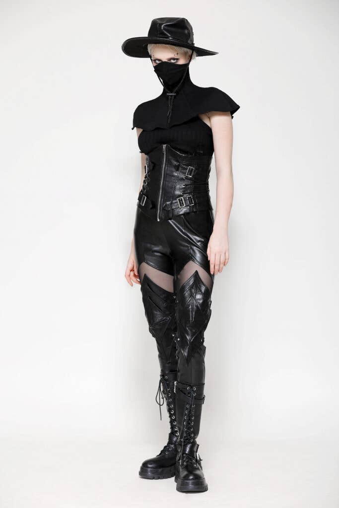 PW134 - Black PU leather armor knight leggings for wholesale on Faire3