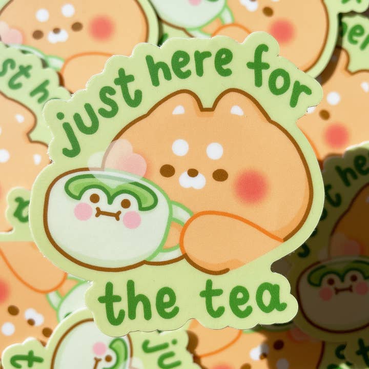 StickyRiceCo - Vente Autocollant - Autocollant pour chien Just Here for the Tea Shiba0