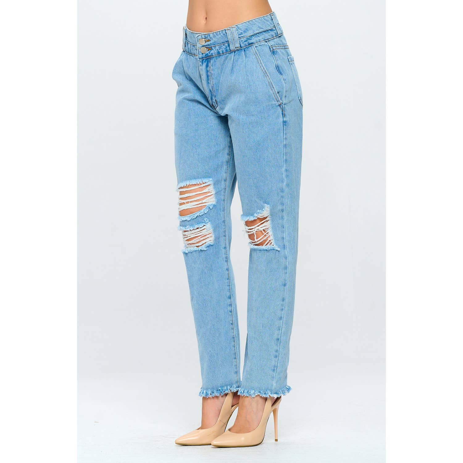 Blue Turtle - Wholesale Jeans - Women's - Fringe 90's High Rise Mom Jean Double Waistband Med DH21077