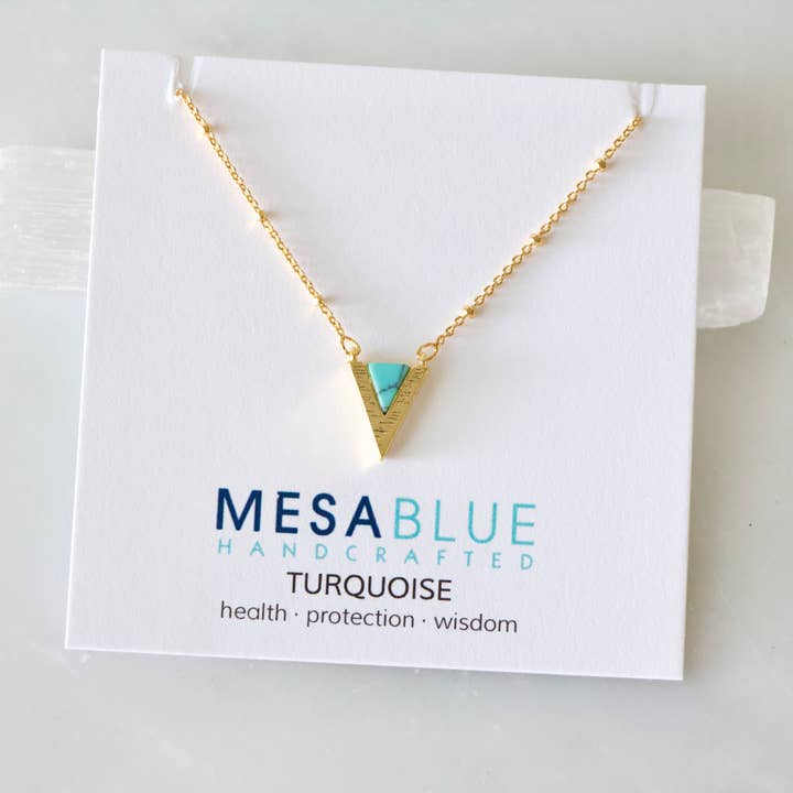 Mesa Blue - Wholesale Pendant/Charm Necklace - Turquoise Triangle Necklace