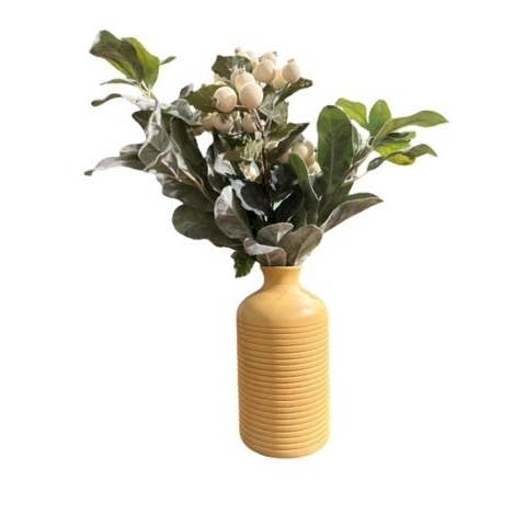 Vase en bois de manguier nervuré de 8 pouces pour la vente par Tremont Floral Supplies
