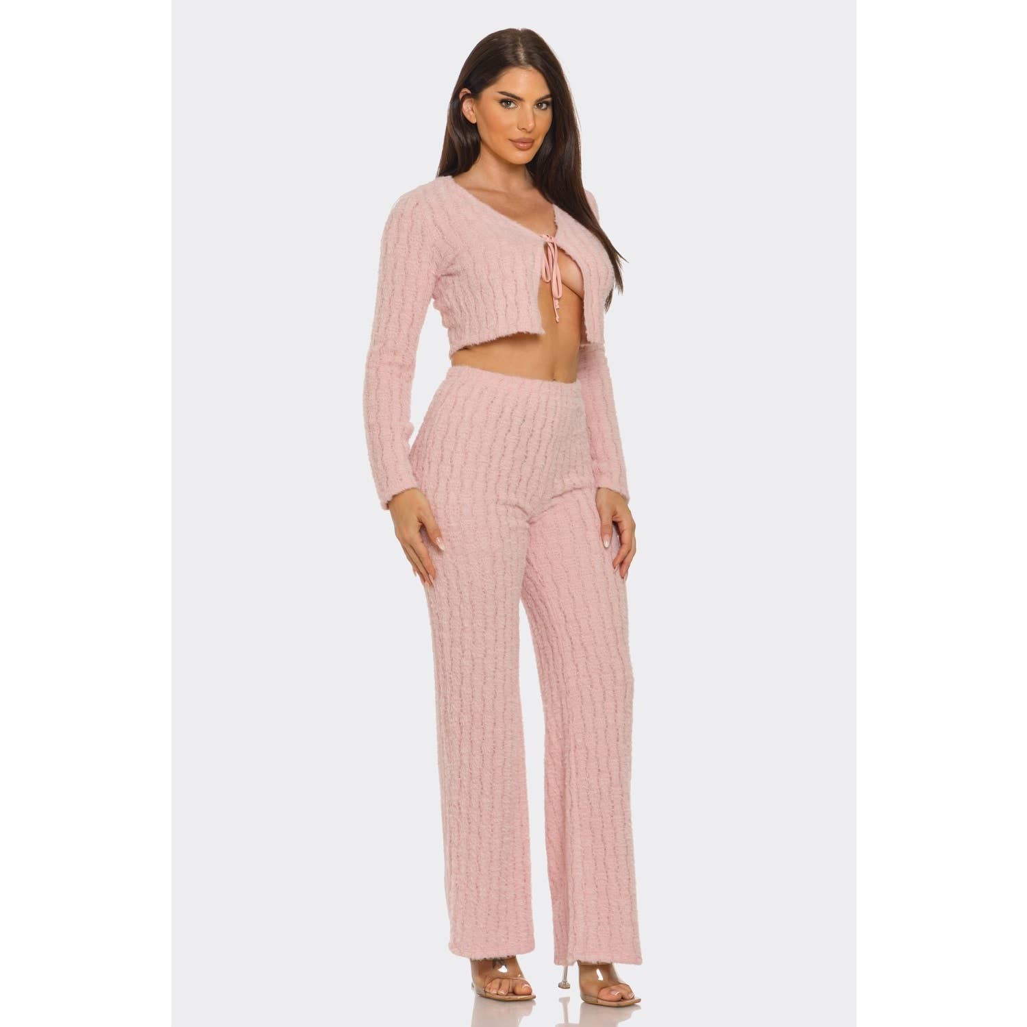 DORCAS – Engroshandel Top- og buksesæt (IKKE Loungewear) - Dame – Åben front spaghetti bindetop og bukser med vidde sæt5