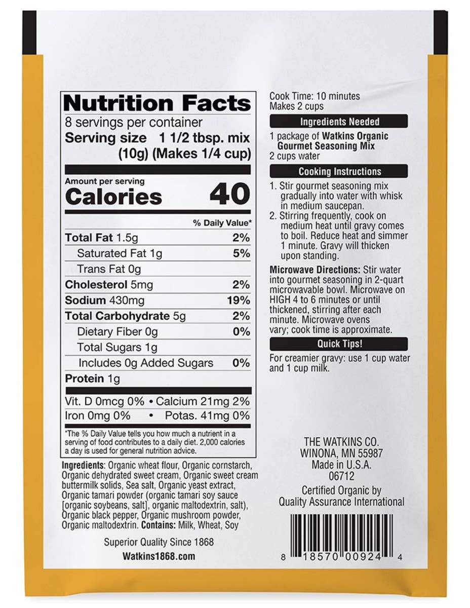 The Watkins Co. - Wholesale Dried Spice Mix - Organic Country Gravy Gourmet Seasoning Mix, 2.82 oz1