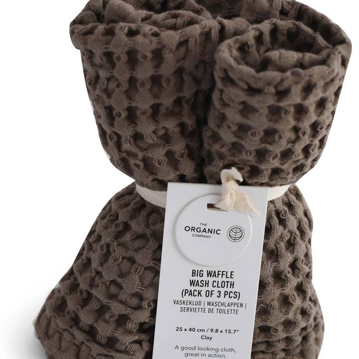 The Organic Company - Wholesale Wash Cloth - Big Waffle Wash Cloth (3 pack) - Clay