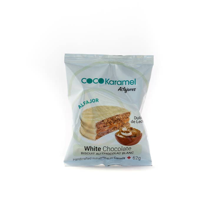 Kosher White Chocolate Alfajores 52g for wholesale by Coco Karamel