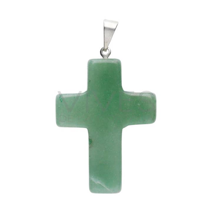 Green quartz cross pendant for wholesale by Vives de la Cortada S.L