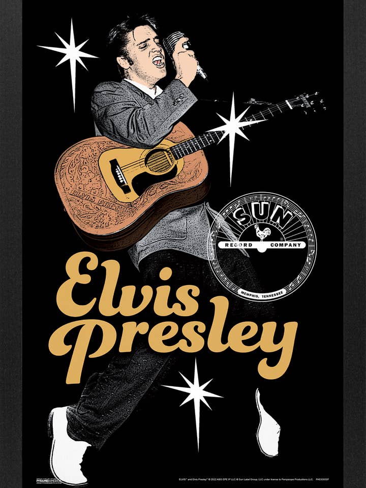 Sun Records - Elvis-Acoustic Guitar Framed Print for wholesale by Pyramid America