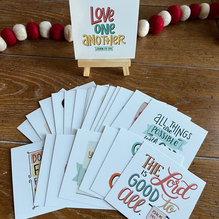 Tiny Prints, 4x4 Scripture Card Set Of 24, Bible Verse Cards for wholesale by Art and Soul