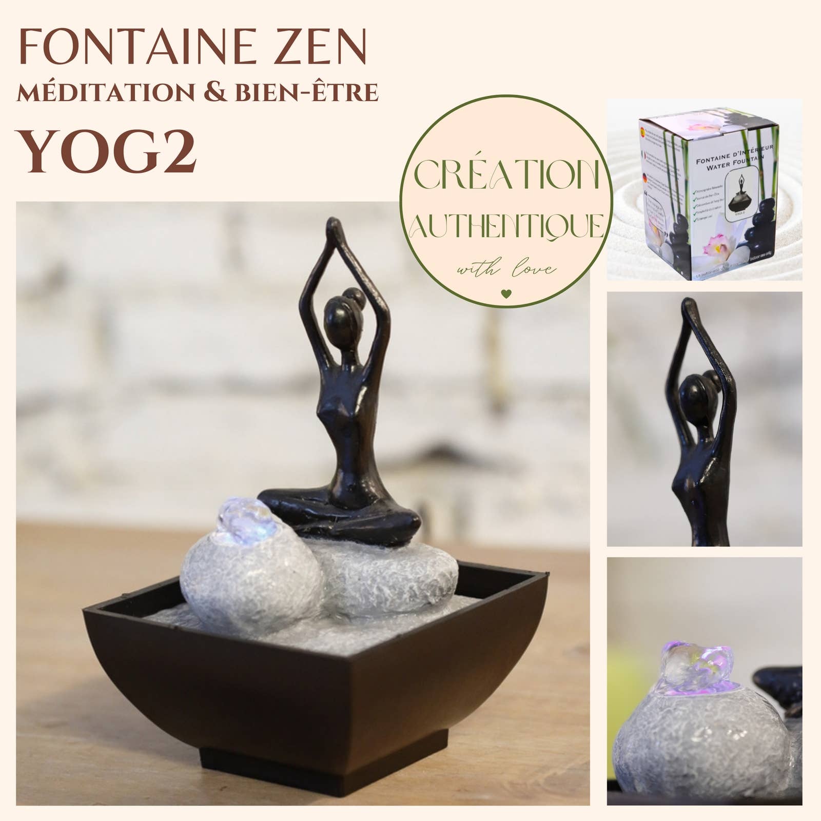 Zen'Arôme - Vente Décorations de table - Yoga Objet de Décoration Fontaine d'intérieur Yoga 21