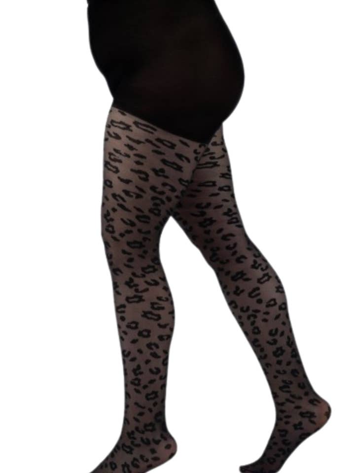 Sokisahtel I BestSockDrawer – wholesale Tights - Dam – ROYAL Plus Size Svarta Leopardmönstrade tights Djärva och trendiga