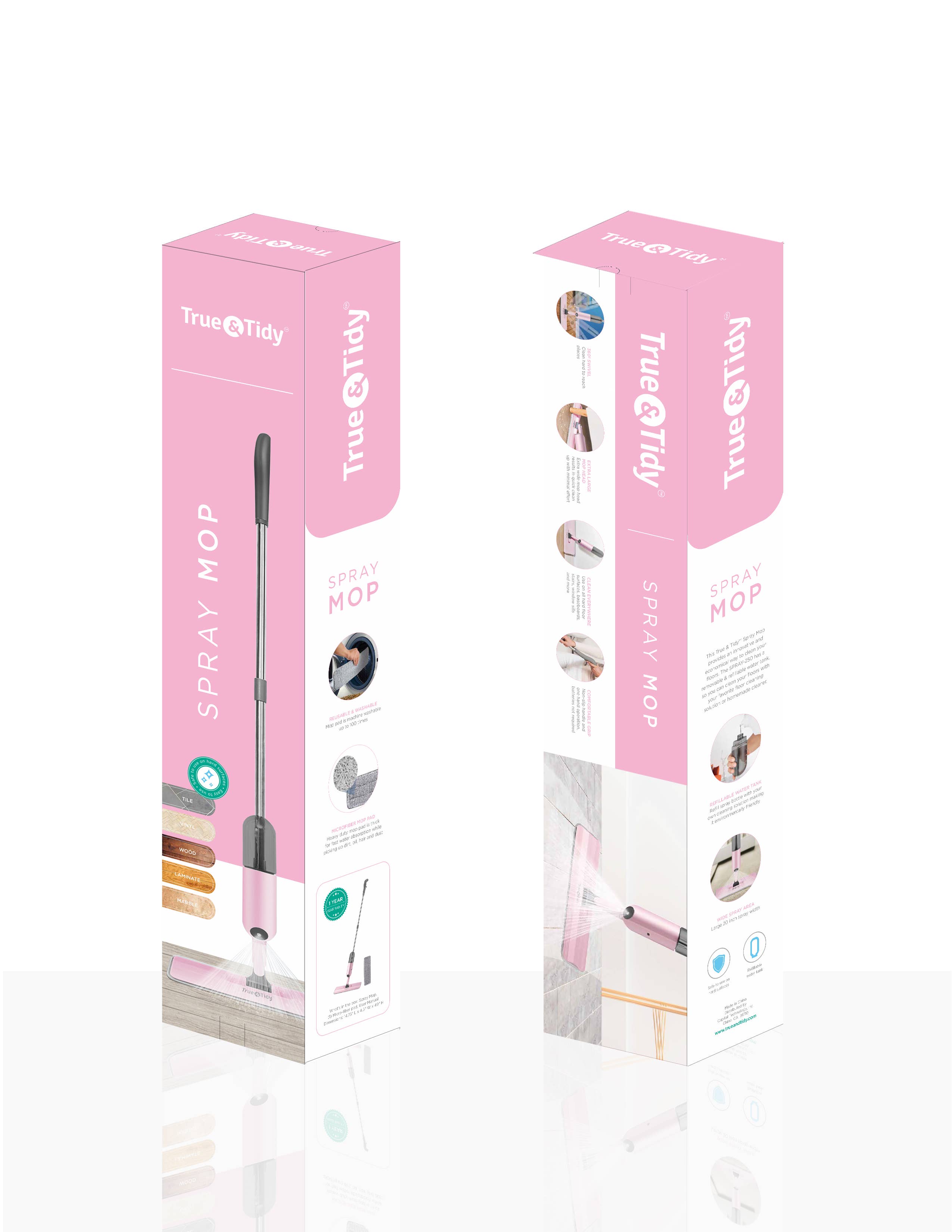 True & Tidy - Vente Serpillères - Ensemble de balai pulvérisateur avec réservoir rechargeable de luxe15