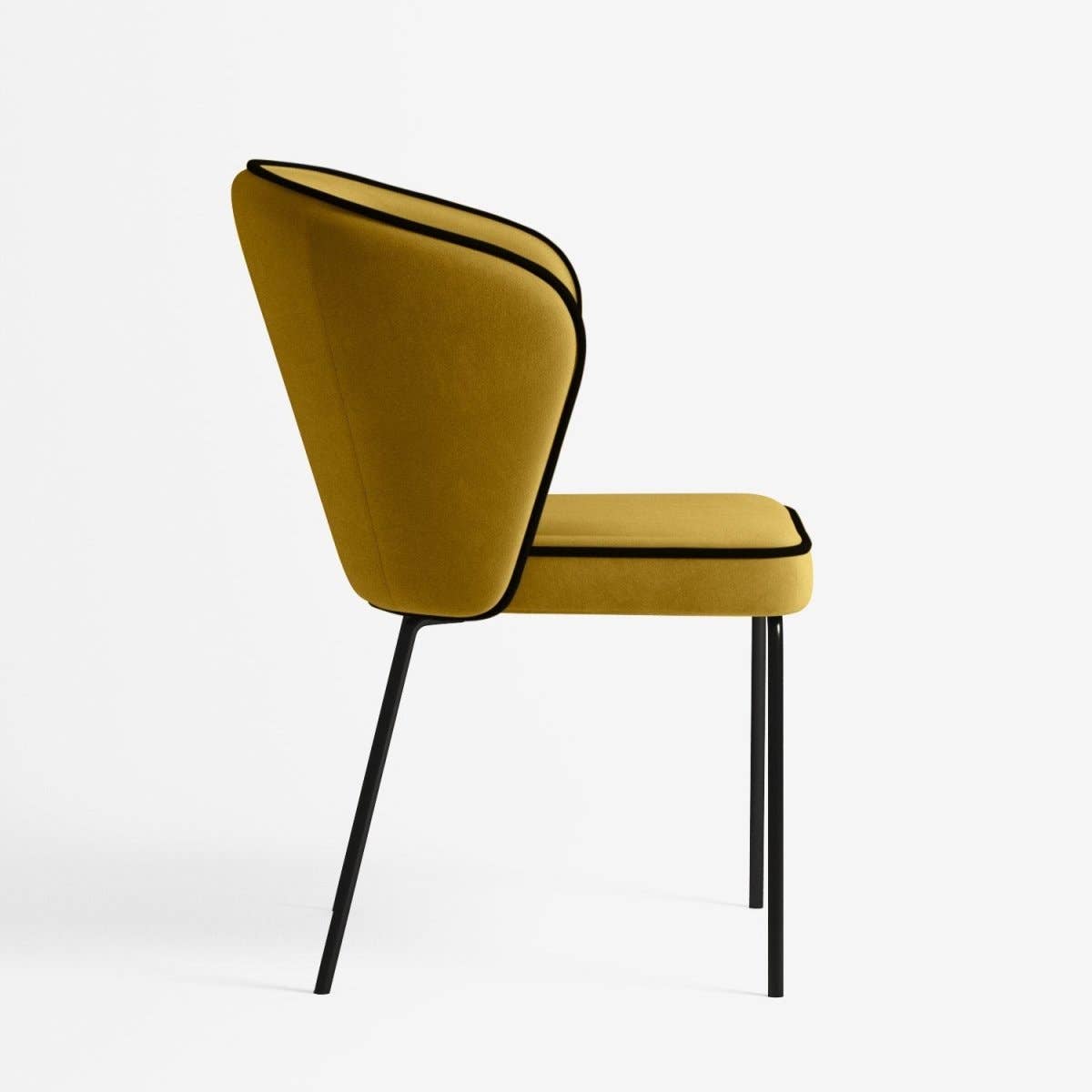 Potiron - Vente Chaises - Chaise Gaya à liseré en velours – Jaune Moutarde3