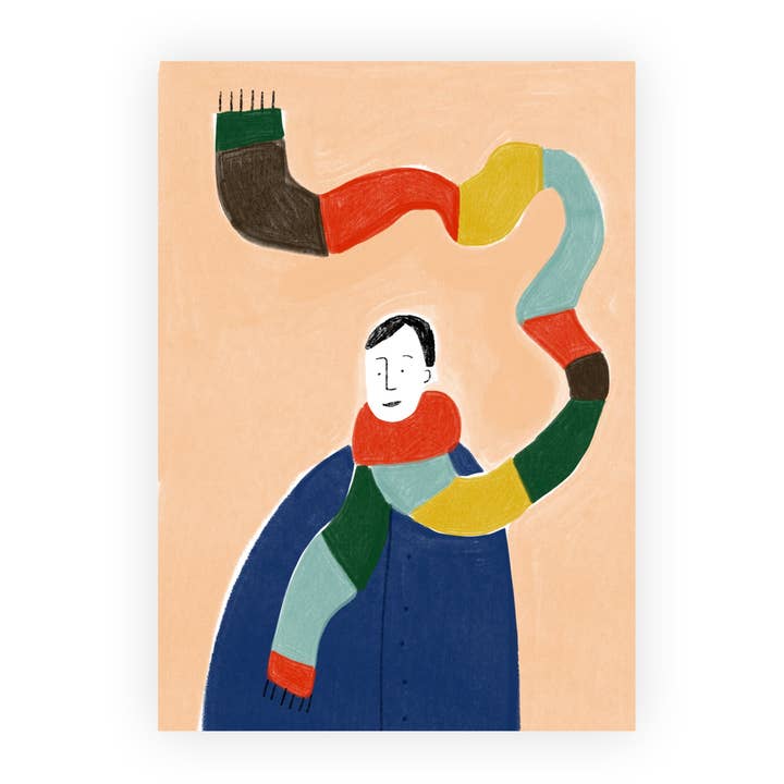 Self Portrait With Scarf - Postcard for wholesale by Eline Veldhuisen Illustration