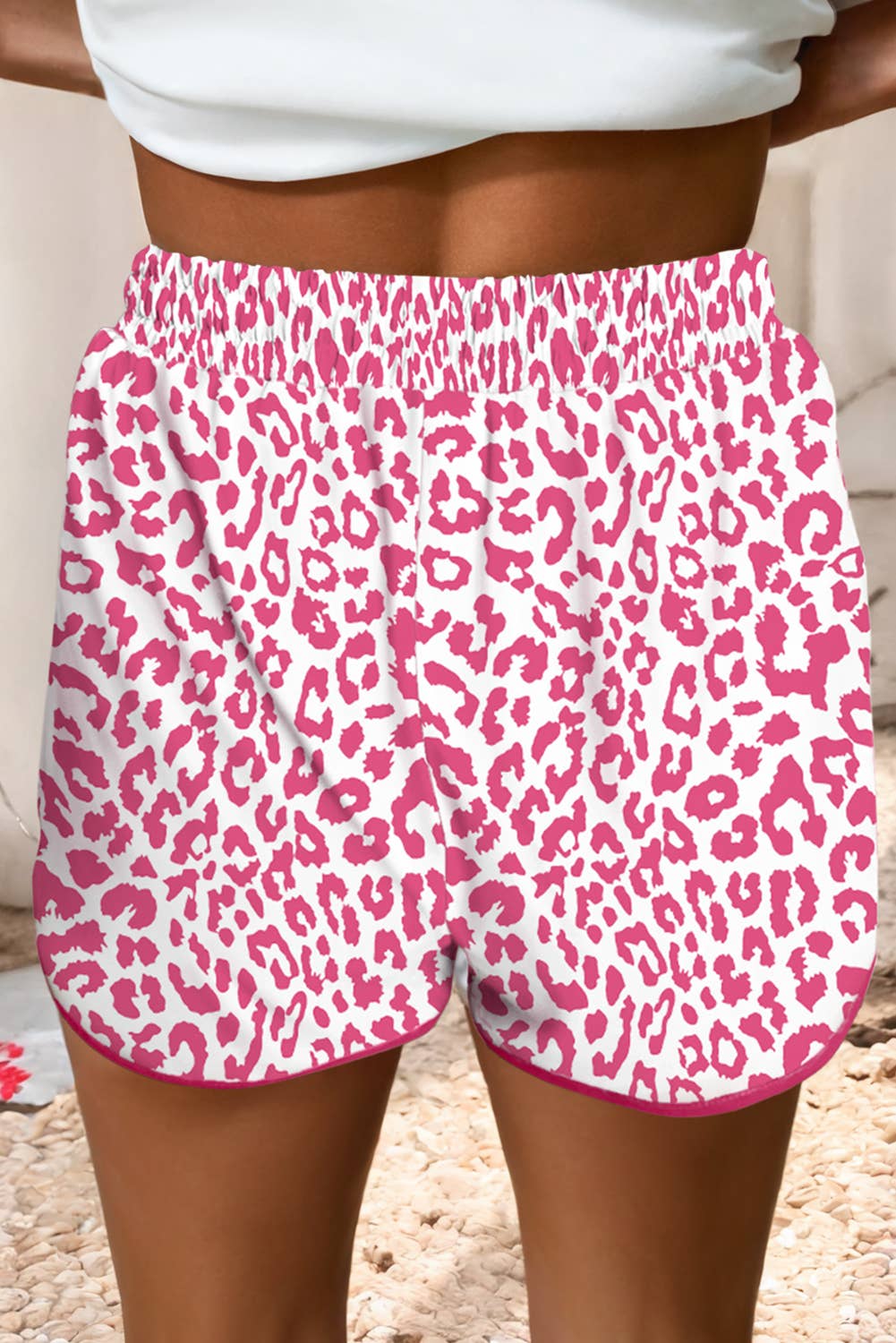 Little Daisy Closet - Wholesale Shorts - Women's - LDC Leopard Elastic Waist Lace up Contrast Trim Casual Short4