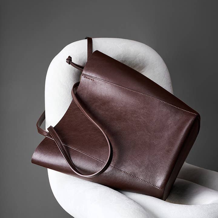 Sook Stainable - Wholesale Shoulder bag – women's - Genuine Leather Minimalism Bucket Shape Shoulder Tote Bag7