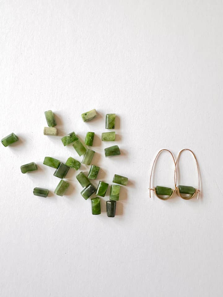 Belen Minimalist Gemstone Earring - Canadian Jade for wholesale by Found & Feral