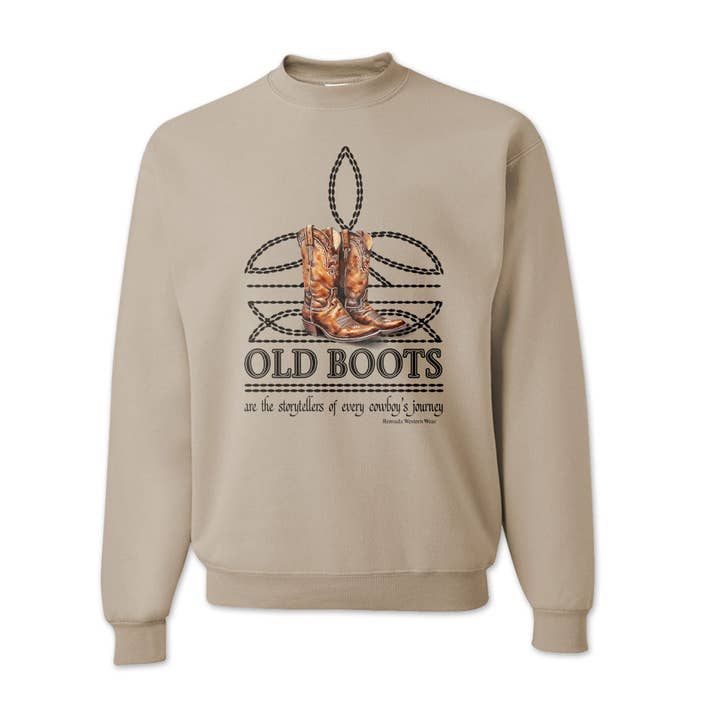 OLD BOOTS Boot Stitch Mens Adult Unisex Western Sweatshirt for wholesale by Remuda Western Wear