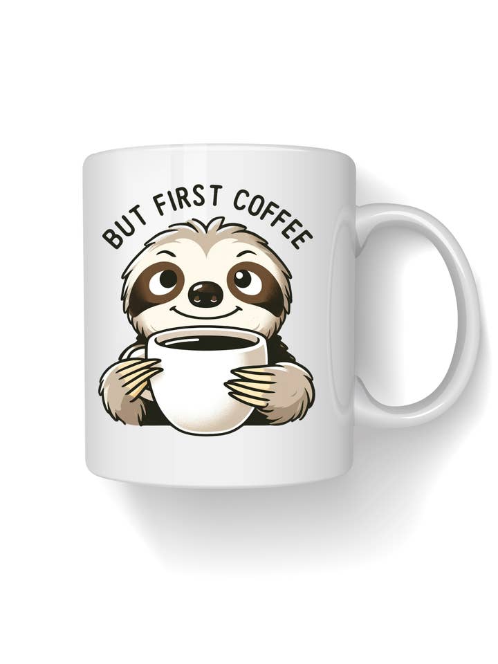 But First Coffee Sloth Keramik-Kaffeetasse, 11 Unzen für den Großhandel von Classic Styles