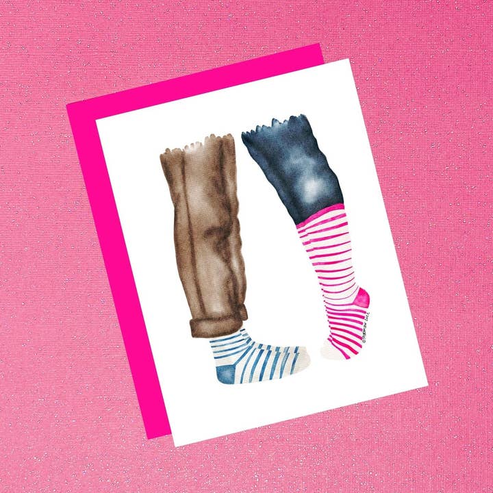 Cartão de Amor Pintado à Mão em Aguarela "On My Toes" por atacado de Tiffany Ascensio Designs | Watercolor Greeting Cards