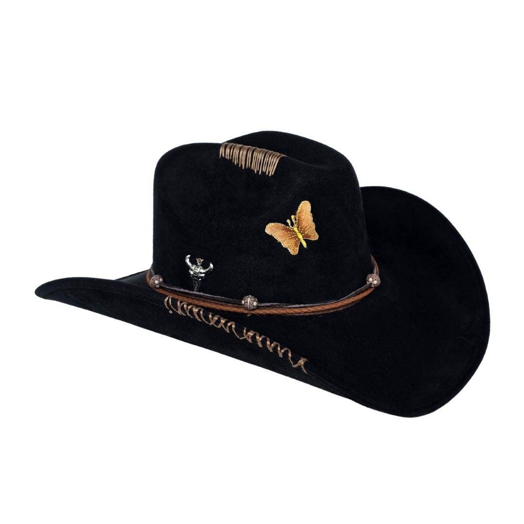 Luca Cowboy Crown Hat - Black for wholesale on Faire5