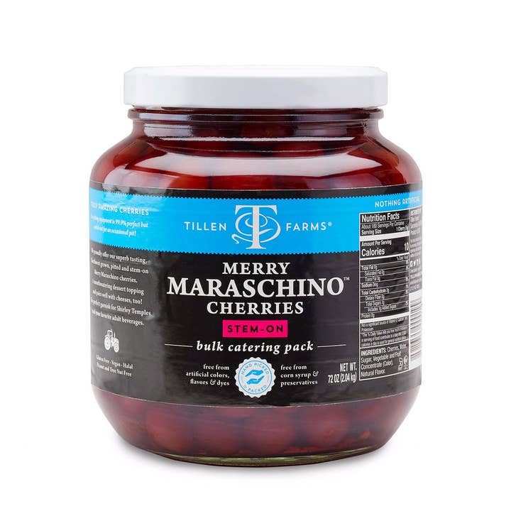 Ciao Imports - Wholesale Preserves - Tillen Farms, Merry Maraschino Cherries, Food Service, 72 oz Jar