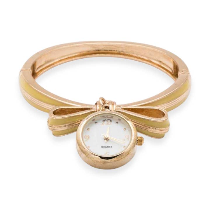 Enamel Bow Tie Fashion Bangle Watch for wholesale by LA Jewelry Plaza