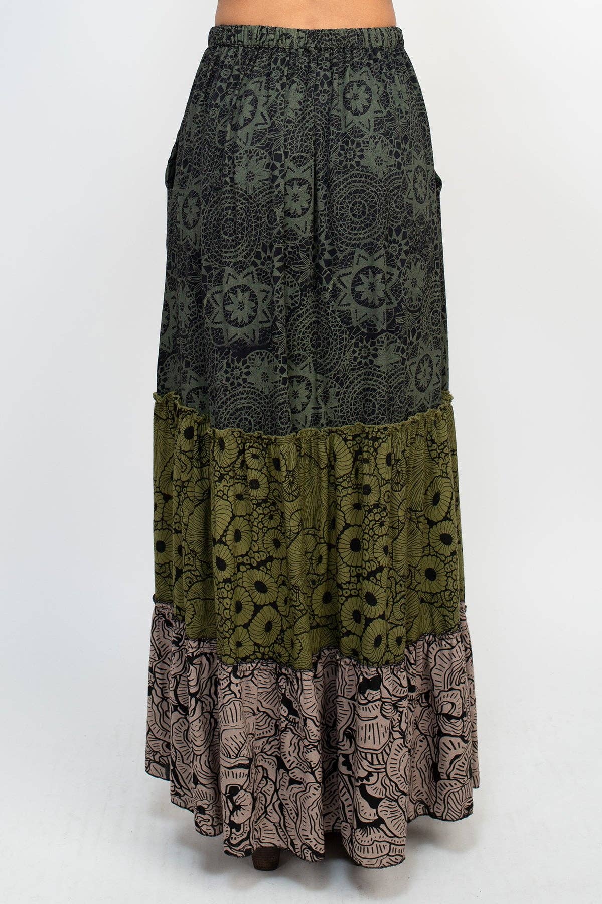 Lakhays Collection Inc. - Wholesale Skirt - Women's - Tiered Lace Print Maxi Skirt5