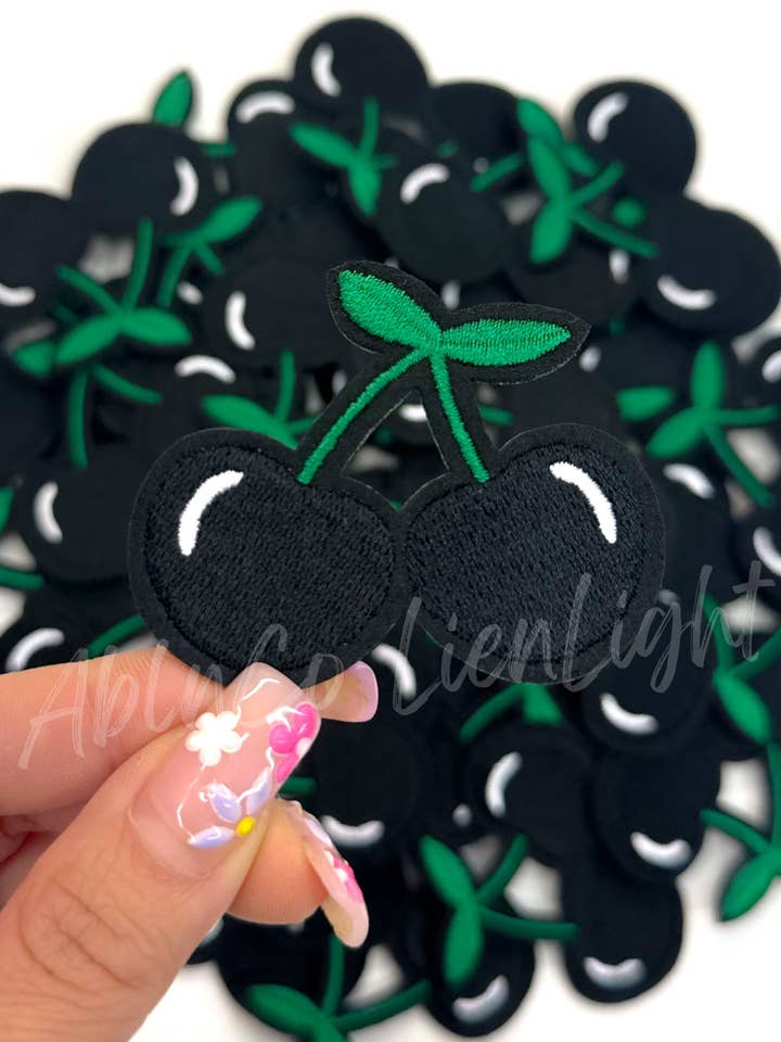 trucker hat patches black cherry embroidery patch iron on for wholesale by ABLNco