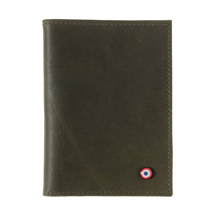 Louis Reisepasshülle aus grünem Holz im Vintage-Stil aus Leder für den Großhandel von Larmorie Officiel