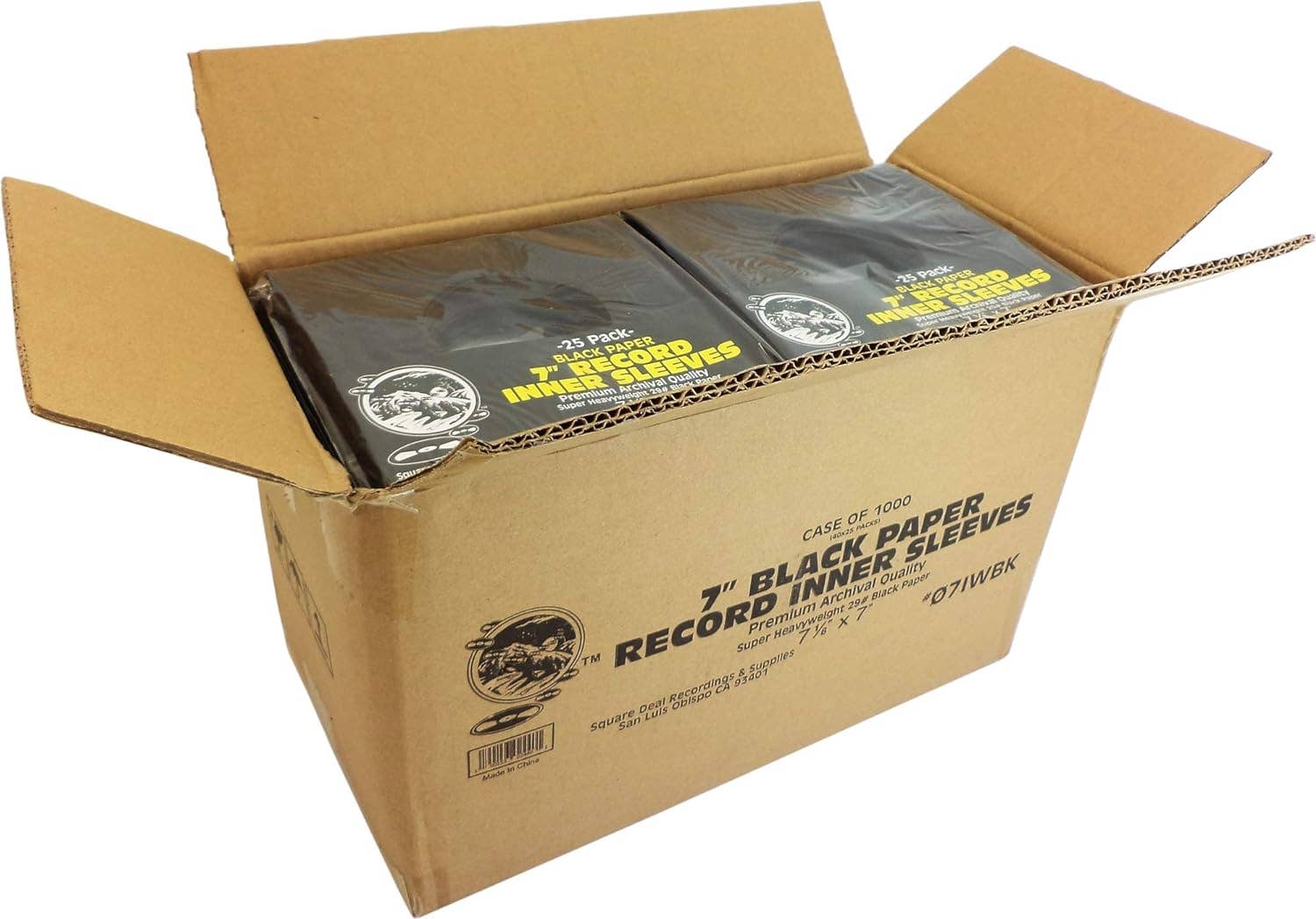 Square Deal Recordings & Supplies - Vente Accessoires de musique - Pochettes intérieures Black Record de 7 po, très lourdes, avec trou8