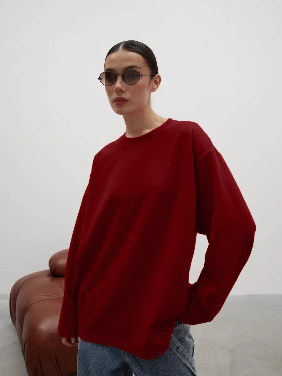 Suhkasana – wholesale T-shirt – women's – Heavyweight Cotton Long Sleeve Crewneck Oversized T Shirt33