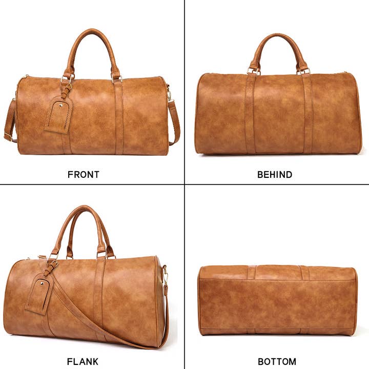 Brown Ladies Vintage Leather Travel Handbag TZBG0422 for wholesale on Faire