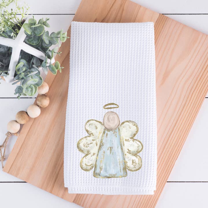 Painted Angel Christmas Waffle Weave Kitchen Dish Towel for wholesale by Painted Skies