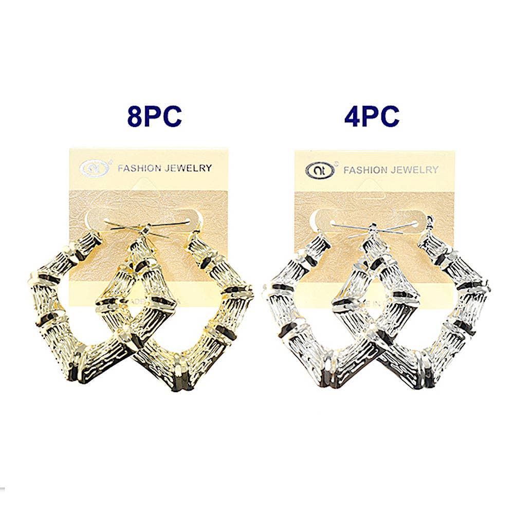 Atlas Fashion - Wholesale Hoop Earrings - Bamboo Rhombus Hoops1