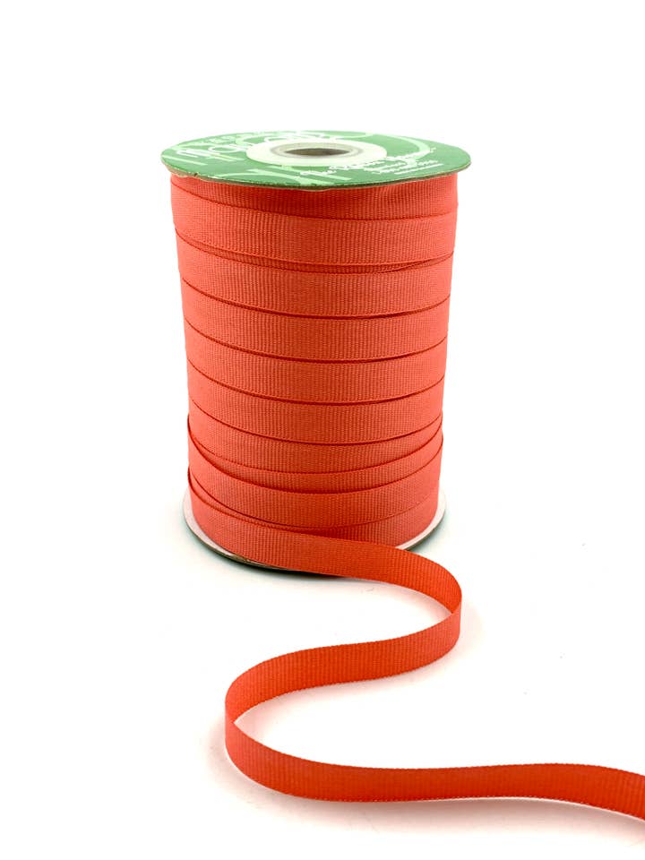 Ruban gros-grain tissé en corail de 3/8 po pour la vente par May Arts Ribbon