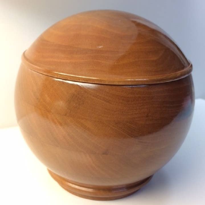 Caixa de lembrança de cereja com acabamento esférico brilhante de 5 polegadas por atacado de Wood Treasure Designs