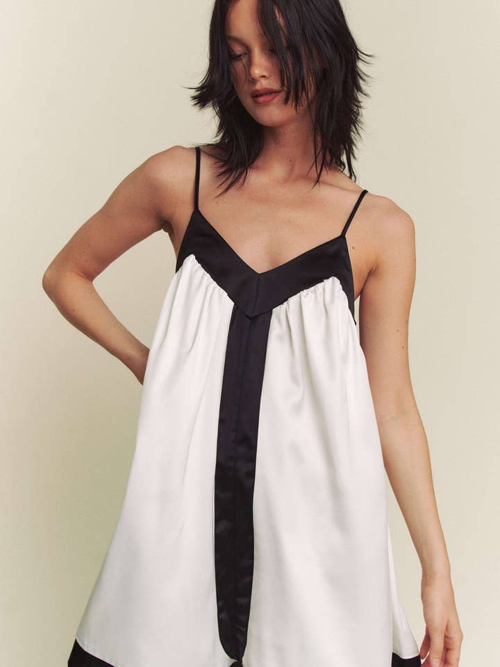 Hers & Mine - Wholesale Romper - Women's - CONTRAST HEM LINE WIDE A LINE ROMPER