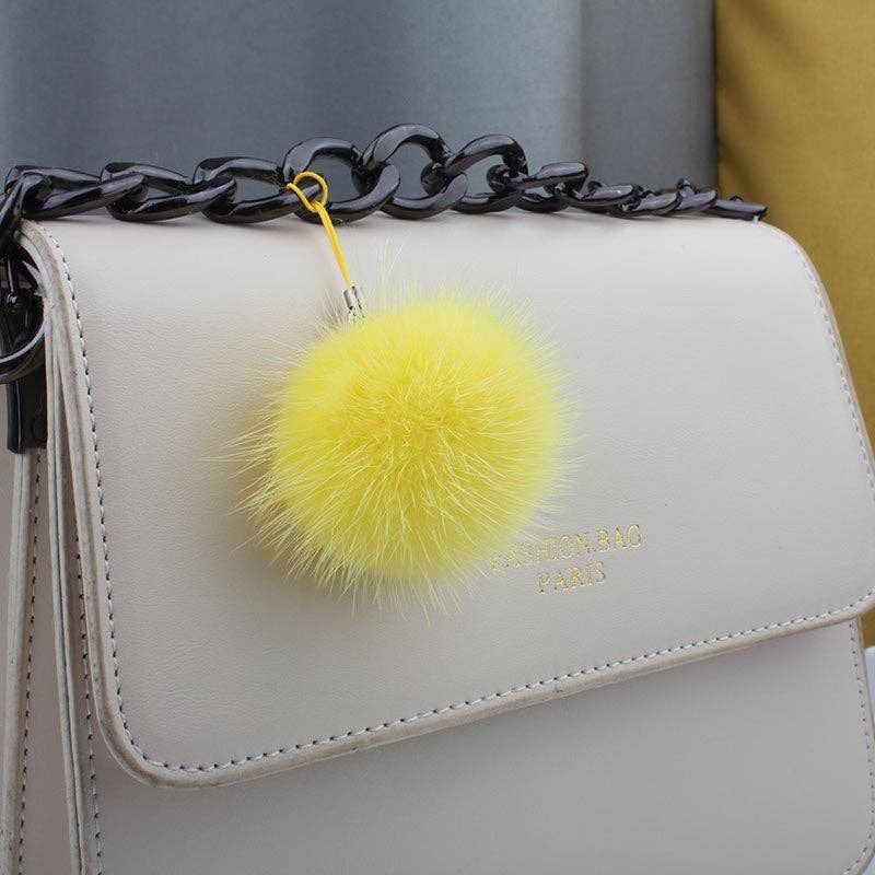 FurDecoration – wholesale Keychain – Women's – Mink Fur Fluffy Ball Keychain with 5CM String Bag2