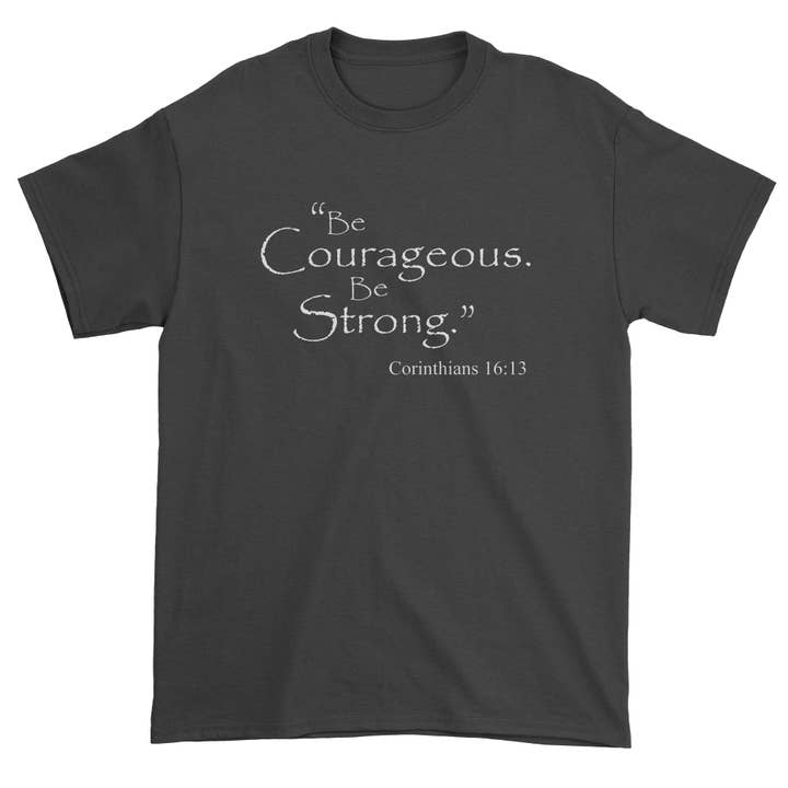 Camiseta masculina Be Courageous Be Strong Bible Verse por atacado de Ferocitees
