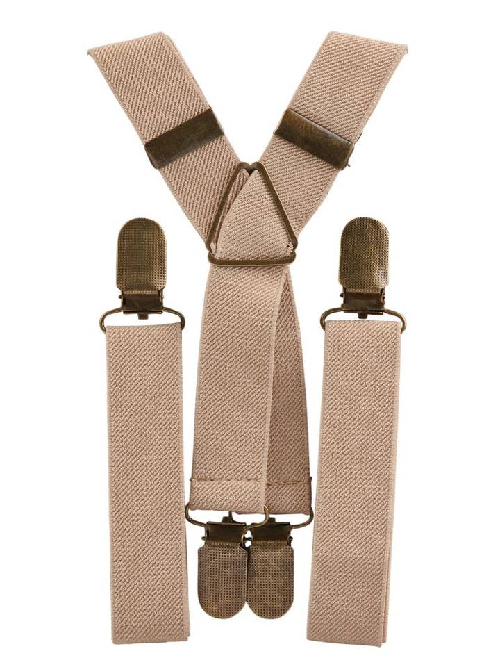 Khaki Elastic Suspenders for wholesale by London Jae Apparel