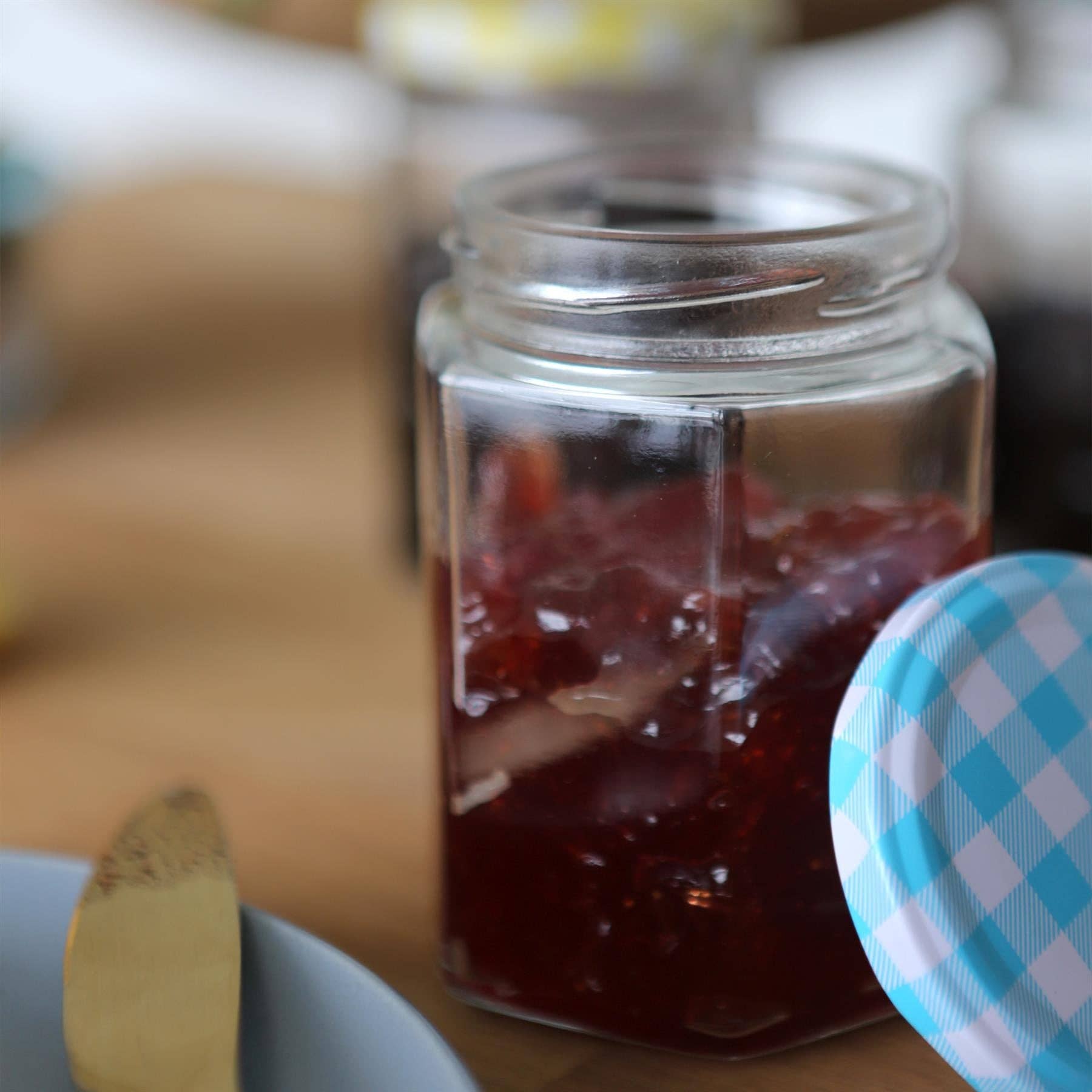 Rinkit Ltd – Jarra por atacado – Frasco de Vidro Hexagonal para Compota com Tampa de 250ml2