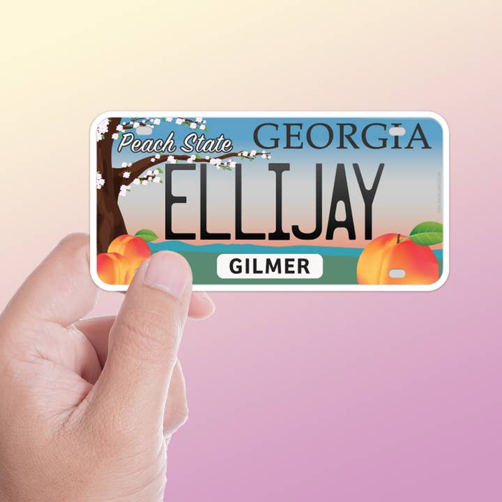 Ellijay GA Bumper Sticker, Georgia Peach License Plate Decal for wholesale by Sentinel Supply