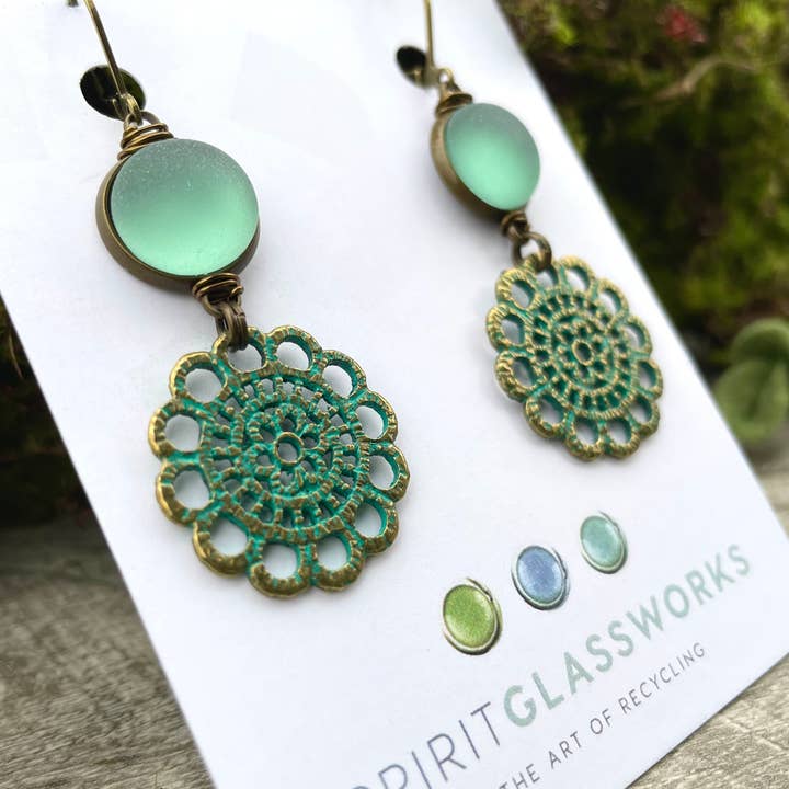 Flourish Earrings Brass for wholesale by Spirit Glassworks