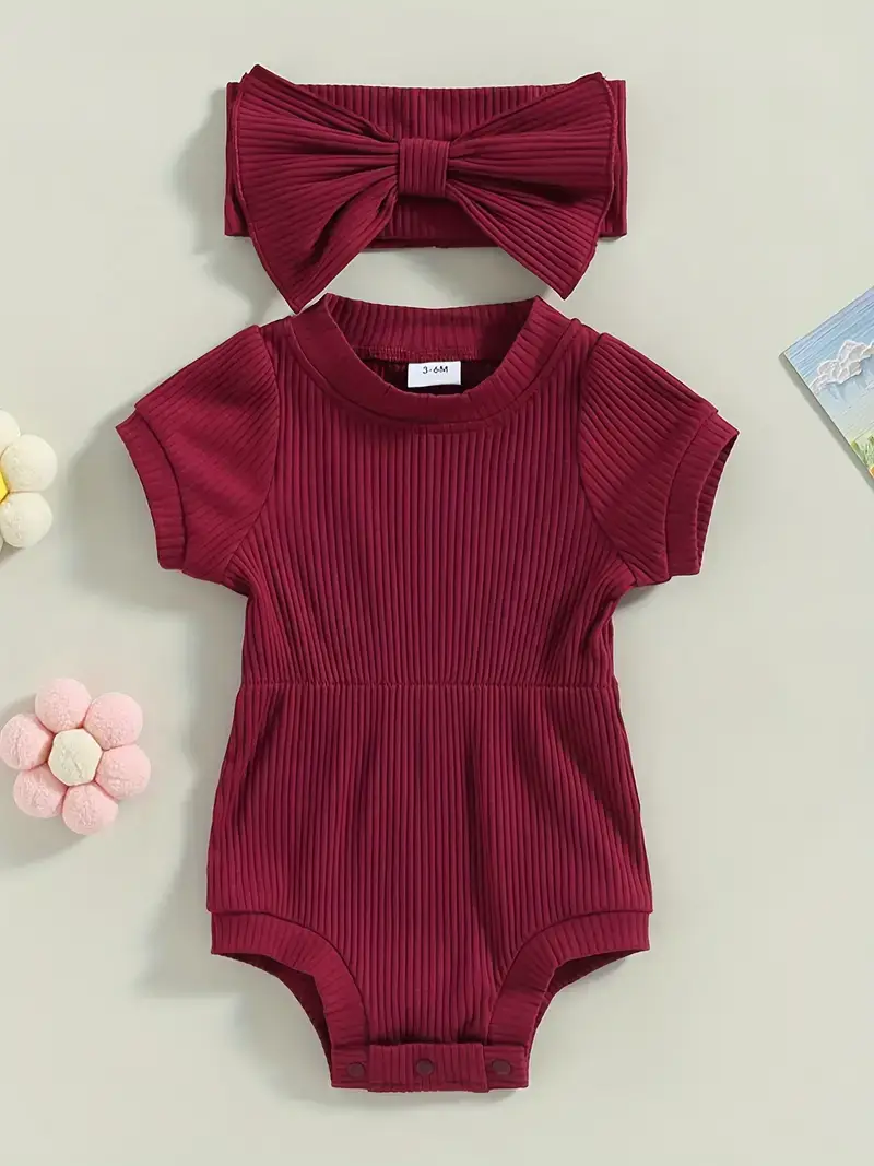 Lucky Avocado - Venta al por mayor Conjunto de ropa - Bebés - Moderno conjunto de mono de verano con diadema con lazo13