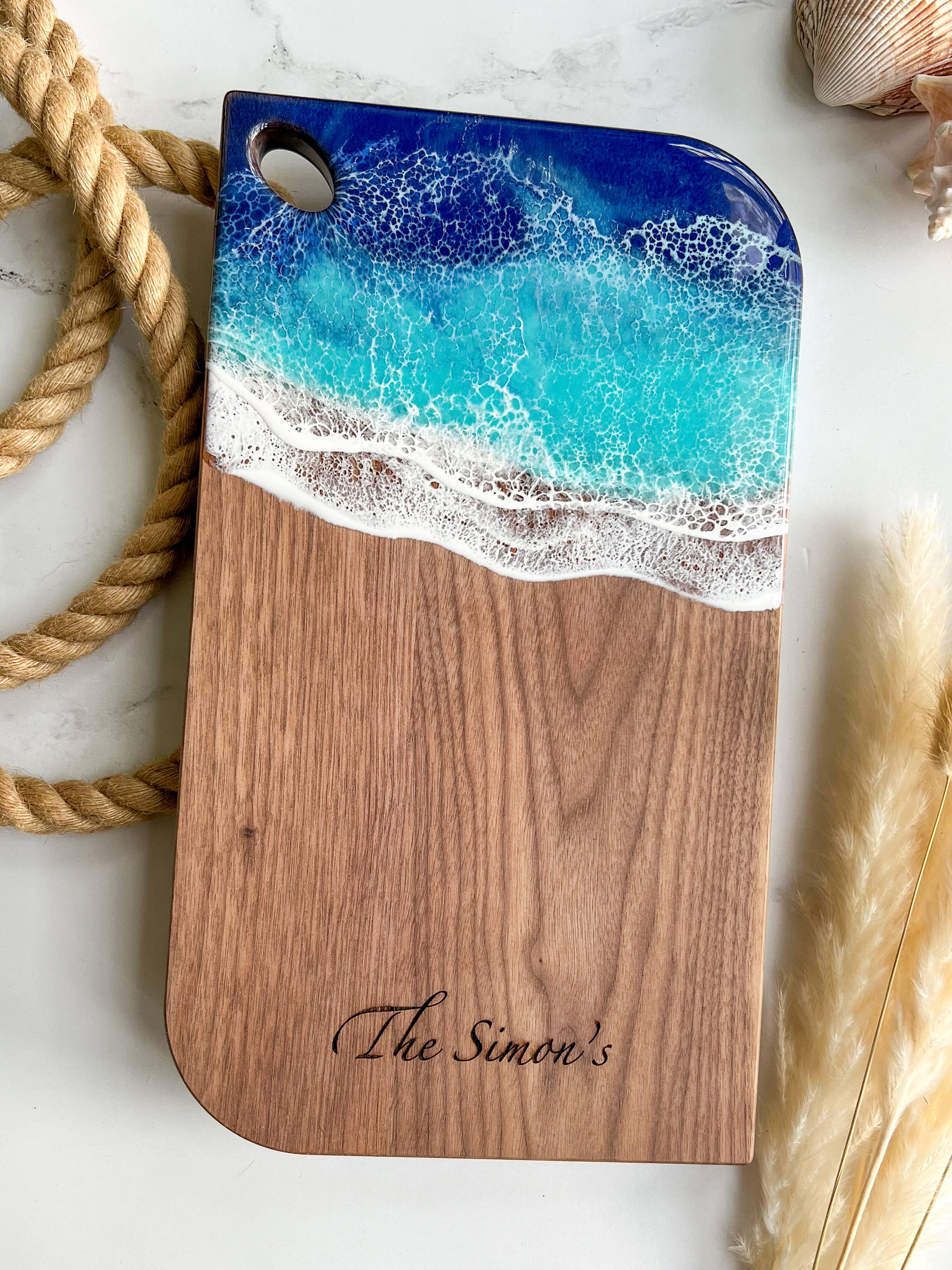 Citrus Waves Art - Wholesale Cheese Board - Walnut Charcuterie Board (Engraving Available)3