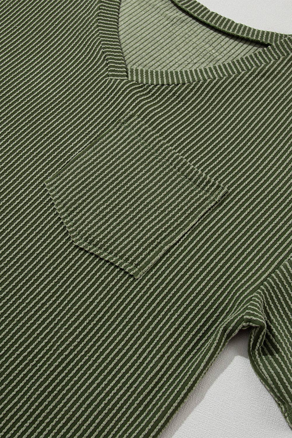 Lovesoft - Wholesale T-Shirt - Women's - Women's Valerian Corded V Neck Chest Pocket Loose T-shirt16