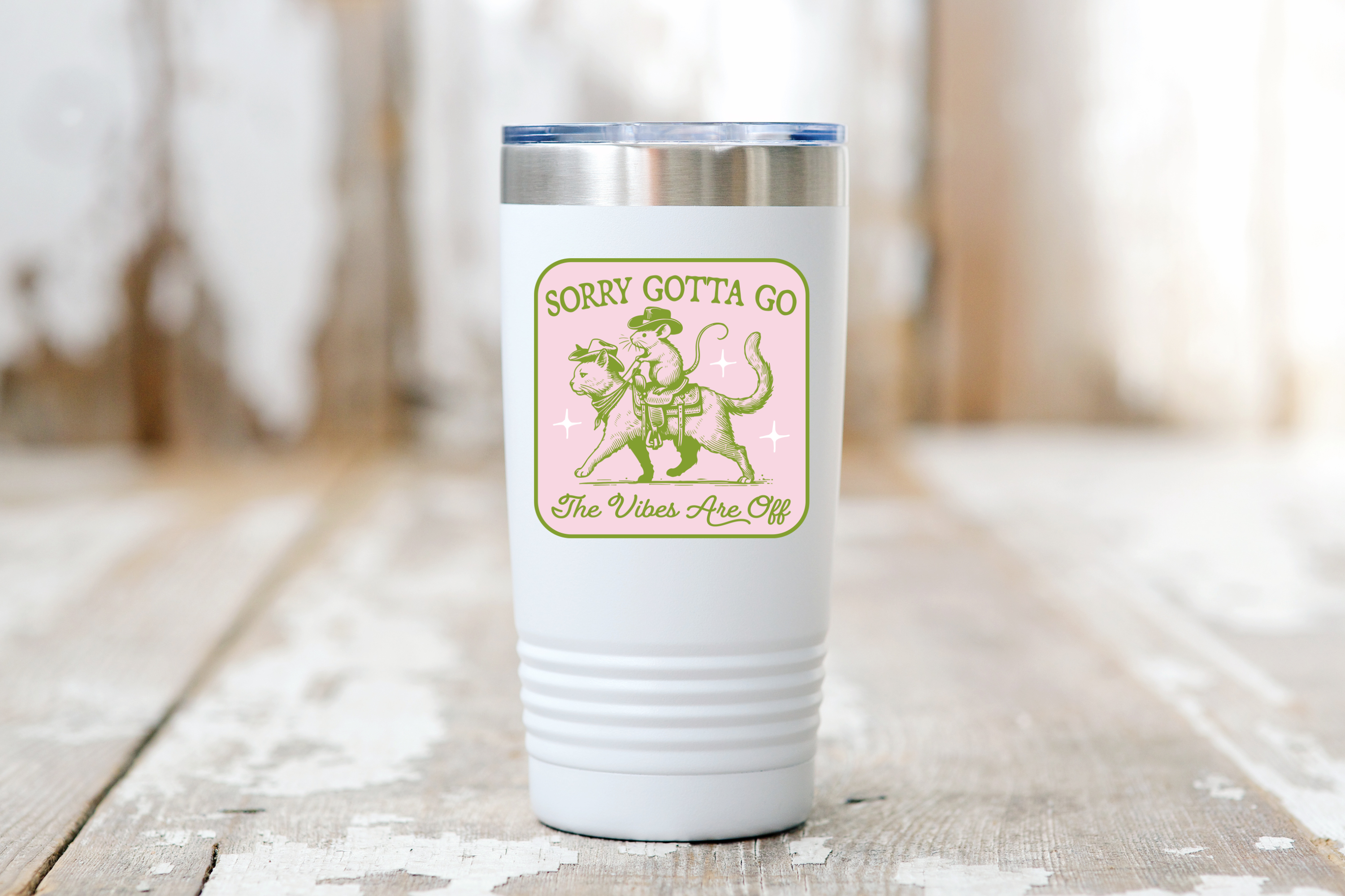 Yarnival - Wholesale Sticker - Sorry Gotta Go The Vibes Are Off Sticker - mouse, cat, west1