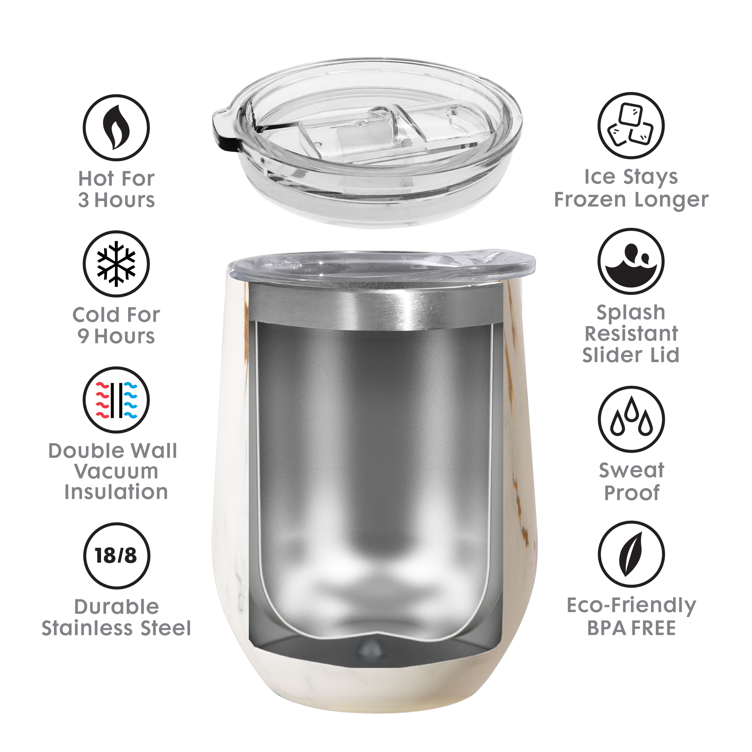 Oggi - Wholesale Insulated Mug/Tumbler - Wine Tumbler - Cheers Insulated, 12 oz Black1