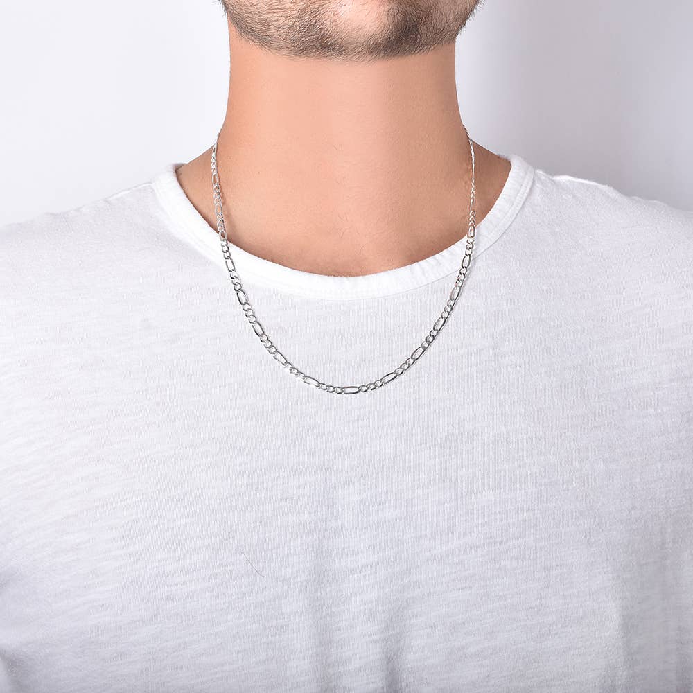 NYC Sterling - Vendita all'ingrosso Collane a catena e maglie - Catenina a maglia Figaro in argento massiccio massiccio da 4 mm1