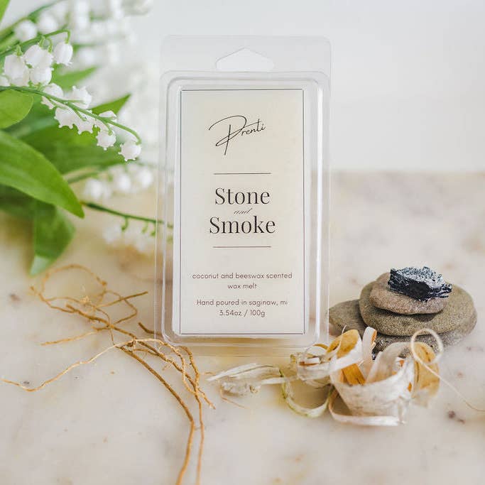 Stone and Smoke Wax Melt for wholesale by Prenti - Luxury, Non-Toxic Home Fragrance